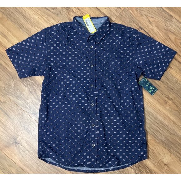 NWT Burnside Boy's Stretch Button Down Woven Shirt Navy  Large (US: 14-16) - Picture 1 of 9